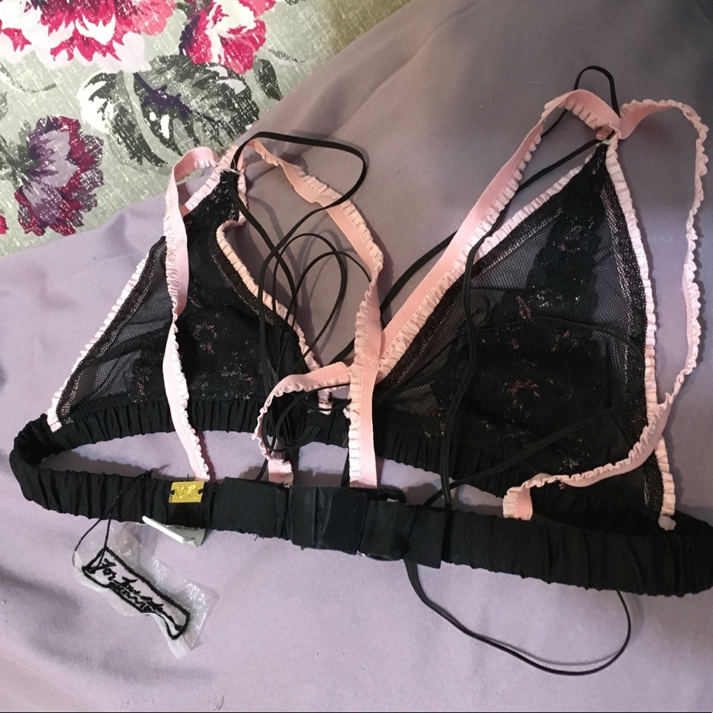 FL&L black & pink embroidered Azalea bralette NWT - Picture 6 of 16